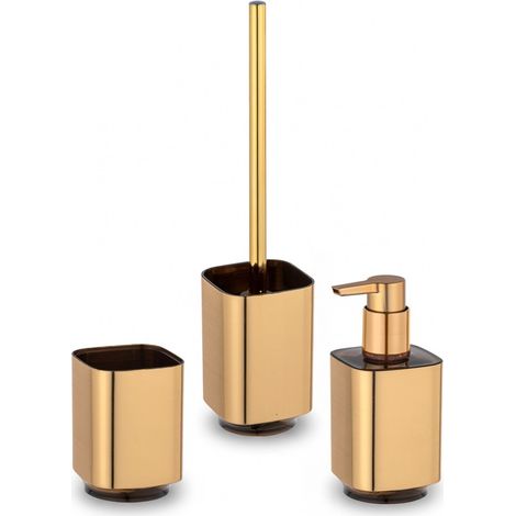 Set accessori bagno 3 pezzi color oro satinato e nero Lumina (1/5)