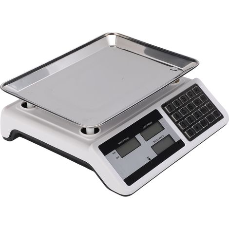 Balance alimentaire numérique 40 kg pour cuisine, capteur haute précision, double écran, fonctions multiples, autonomie 35-40 h, touches acier, chiffres noirs, cadran concave, prise US 110 V (1/5)