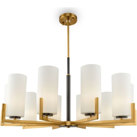 Lustre laiton tubes verre Ø86 10xE27 Maytoni Fortano (1/4)