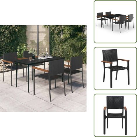Arredamento da esterno - vidaXL Set da Pranzo da Giardino 5 pz Nero - Tavolo in vetro