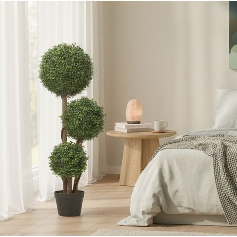 Pianta artificiale di bosso a tre sfere su tronco in legno, 100 cm, verde DESVIAE (1/5)
