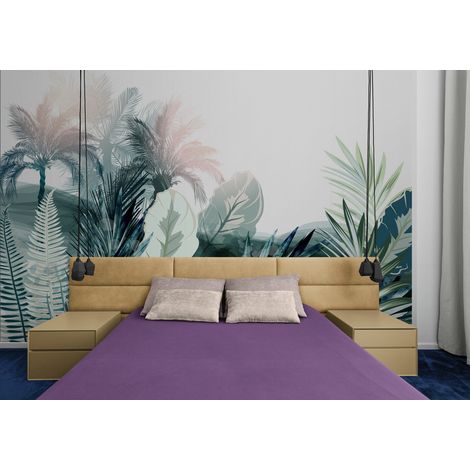 Papier Peint Tropical - Palmiers Brumeux - 150 x 250 cm (1/2)