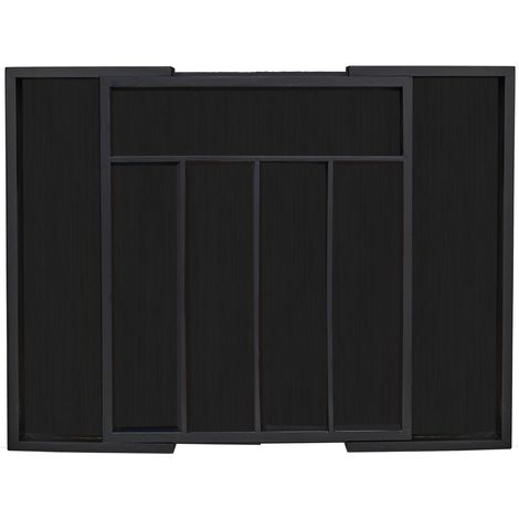 Cubertero extensible para cajón 7 compartimentos adaptable almacenamiento elegante cocina en bambú negro 130009807 (1/5)