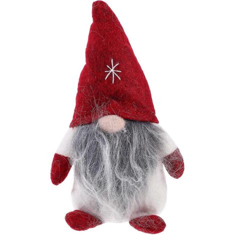 Poupée de Noël sans visage, dessin animé, longue tresse, pendentif, décoration de sapin de Noël-Red (1/3)