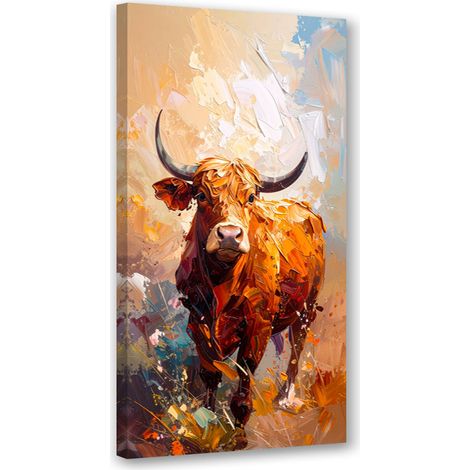 Tableau déco Taureau Vache Animaux Nature 40x80 (1/4)