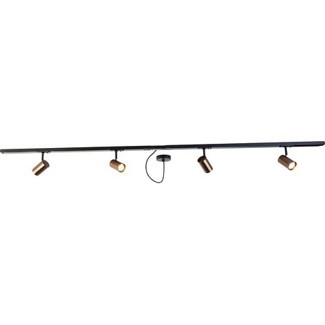 1-Phase Track Lighting Dark Bronze with 4 Spotlights and I Power Round - Jeana