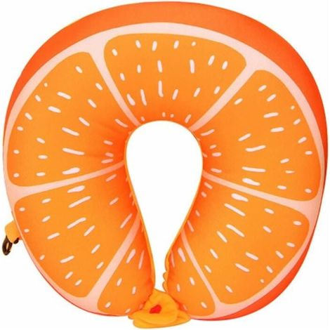 Coussin doux d'oreiller de cou de forme de U mignon de fruit de bande dessinée pour le voyage de bureau à la maison de voiture, Ensoleillé (1/3)