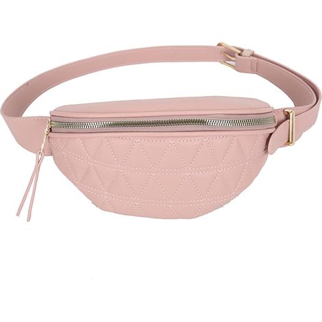 Sac de ceinture en cuir PU imperméable à la mode pour dames (rose),
