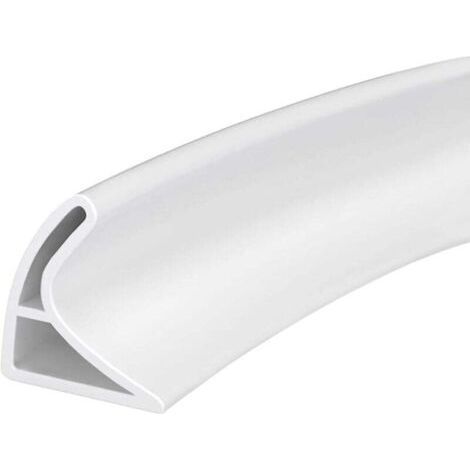 Seuil de douche incurvé - Pour sols, salles de bains, baignoires, cuisines - Blanc - 3 cm x 4,5 cm x 100 cm (1/4)