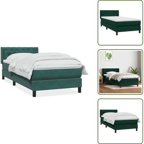 vidaXL Boxspringbett mit Matratze Dunkelgrün 80x220 cm Samt (1/5)