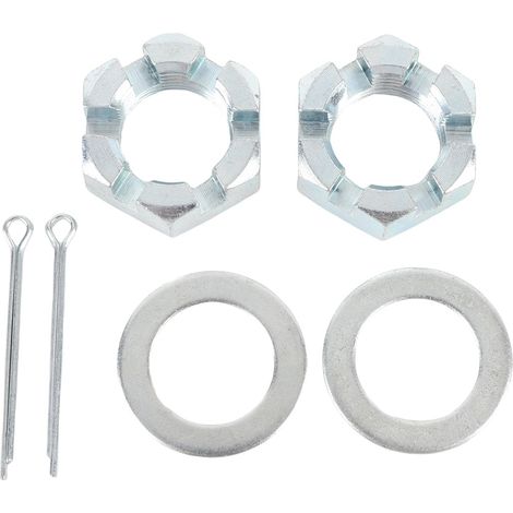 Lot 2 Kit Écrou Essieu Remorque 1 Pouce, Écrous Crénelés Acier Inoxydable avec Rondelles et Goupilles Fendues pour Bateau Pêche Utilitaire Réparation (Argent) (1/5)