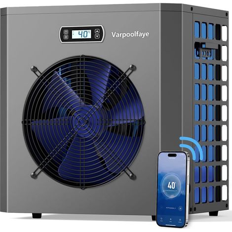 Pompe à chaleur électrique pour piscine de 5 kW, pour le chauffage de piscine, pompe à chaleur jusqu'à 20.000 l, 20 m³, contrôle wifi, 220 V, 240 V, 50 Hz (1/5)