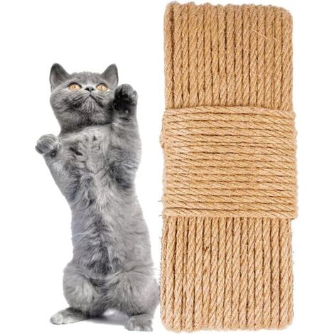Sisal Rope for Cat Tree, 6mm Cat Tree Rope, Twine for Cats Scratching Post, 20m Jute Rope for Cat Scratch Pillar Repair and Replacement, Garden and Home DIY Decoration (1/5)