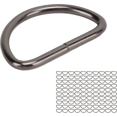 Lot de 100 anneaux en D métalliques pour collier de chien, sangles de poitrine et accessoires pour valises pour animaux (gris) (1/5)