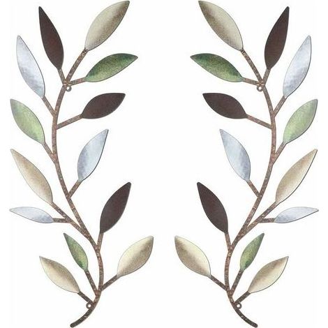 Autocollant mural Feuille - Fer forgé - Décoration de salon, couloir, extérieur - Lot de 2 (1/5)