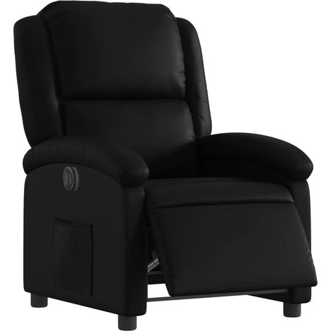 Sillón reclinable eléctrico de cuero sintético negro vidaXL