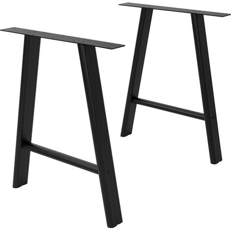 ML-Design Tischbeine Metall Schwarz 2er Set, Tischgestell Outdoor wetterfest, Tischfüße aus Stahl, Tischkufen A-Form, Schreibtischbeine Untergestell Möbelfüße für Esstisch Schreibtisch, 60x72 cm, Oval (1/5)