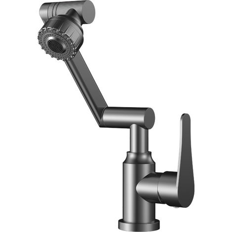 Grifo de cocina flexible, grifo mezclador de cocina, grifo de cocina con rociador extraíble, giro de 360°, gris, 2 modos de rociado.
