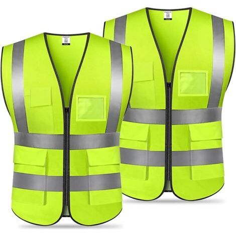 100% polyester reflective safety vest – 5 pockets – High visibility for running, cycling, motorcycle – 360° visibility (1/5)