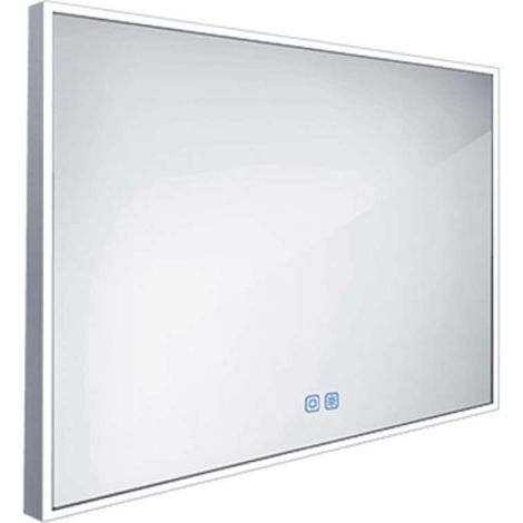 Nimco Specchi - Specchio con illuminazione LED, 100x70 cm, sensore touch, alluminio ZP 13004VX