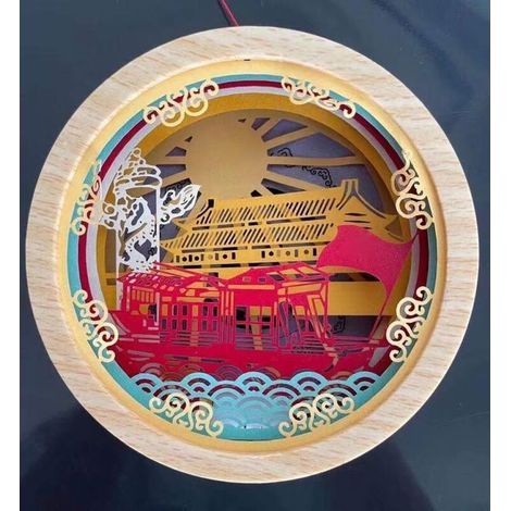 Lampe décorative lumineuse en papier sculpté à la mode de style chinoisProduit fini bateau rouge (1/5)