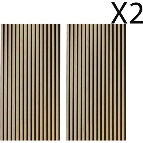 Lot des 2 panneaux décoratifs en bois coloris chêne nordique, noir - Longueur 60 x profondeur 2,2 x hauteur 120 cm (1/5)
