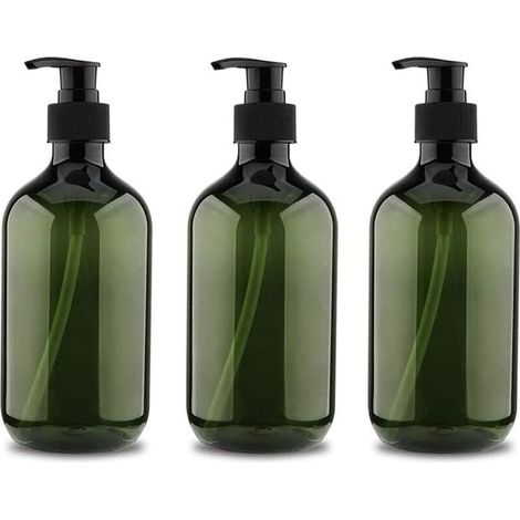 3Pcs 500ml Flacons Pompes, Bouteille de Shampooing, Distributeurs de Liquide Rechargeables Flacon Distributeur, Bouteille Vide Rechargeable de PompeBouteilles de Pompe à Savon Vides Rechargeables (1/5)
