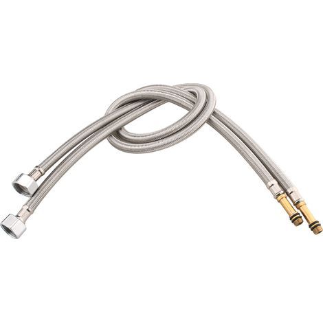 Grifo de acero inoxidable 304, manguera trenzada, lavabo de inodoro a prueba de explosiones, manguera de entrada de agua fría y caliente de 4 puntos, a prueba de explosiones de alta presión (2 unidade (1/5)