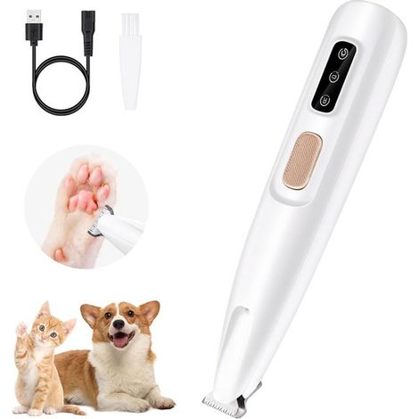 Cortapelos para perros, Recortadora multifuncional, impermeable y recargable, Con luz, Para patas, ojos, orejas, cara y parte trasera, Blanco (1/5)