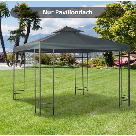 Toit de remplacement pour pavillon 3 x 3 m en polyester gris carbone, avec œillets (1/5)