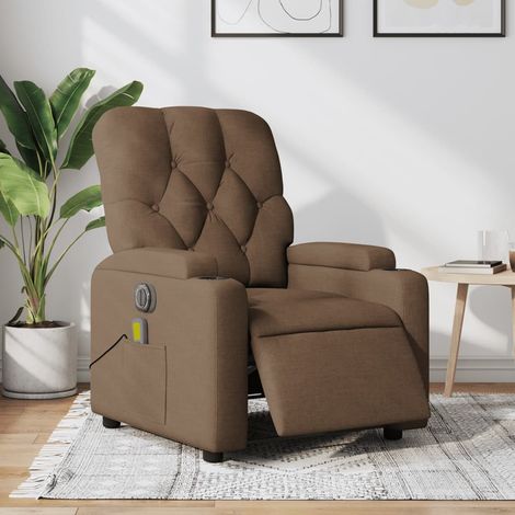 vidaXL Fauteuil inclinable de massage électrique marron tissu (1/5)