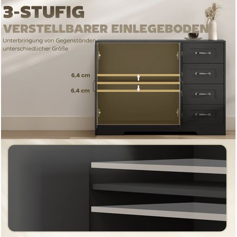 Buffet moderne avec 4 tiroirs et 1 armoire, 105 x 40 x 76 cm, noir (1/5)