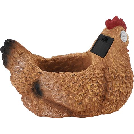 Cache-pot poule résine solaire capteur crépuscule pour succulentes jardin extérieur marron (1/5)
