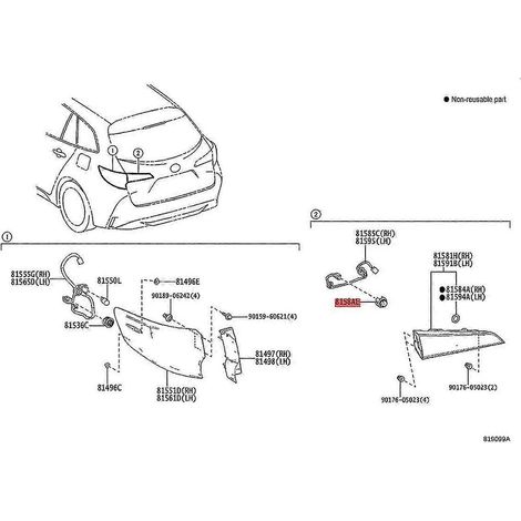 8158a-12260 Module combiné de feu stop arrière à LED pour Prius Yaris Noah