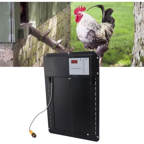 Automatische Hühnerstalltür – Lichtsensor & Zeitschaltuhr – Blockierschutz & Fernbedienung, Schutzart IP44 & Solarbetrieben – Aluminium-Bausatz für Hühner/Enten/Gänse (1/5)