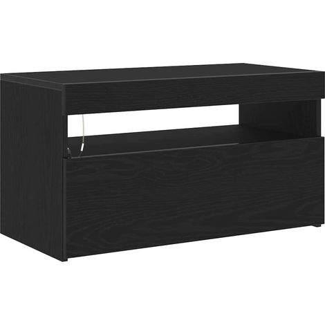 Maison Exclusive - Meuble TV avec LED Chêne noir 75 x 35 x 40 cm Bois d'ingénierie