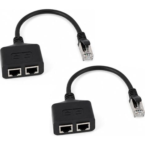 2 PCS RJ45 Splitter 1 mâle vers 2 Femelles, Répartiteur RJ45 pour Ethernet, Compatible Cat5/5e/6/7, 2 Ports et Multiprise RJ45, Solution Pratique pour Maison et Bureau (1/5)