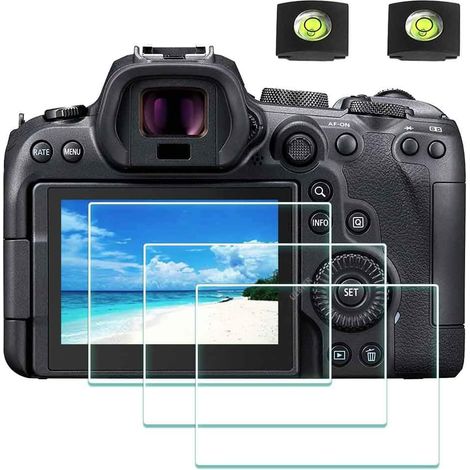 Protector de pantalla para cámara Canon EOS R6 EOS R7 y carcasa con zapata, cristal templado óptico de 0,3 mm, dureza 9H, antiarañazos, antiburbujas - Paquete de 3