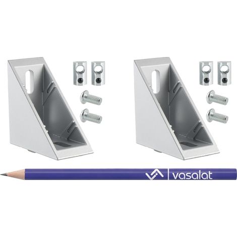 vasalat Zinkwinkelset 40x80 Nut 8 für Aluprofile, 2 Stück (1/4)