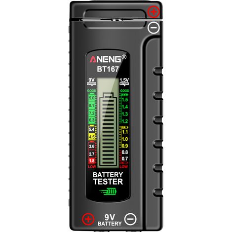 Détecteur Niveau Pile BT167 – Testeur pour Piles 1.5V et 9V (AA, AAA, C, D, Boutons) – Sans Alimentation, ABS Compact (1/5)
