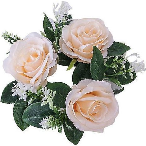 Décoration intérieure, bougeoirs, couronnes, couronne de roses artificielles, décoration de table pour fête et mariageChampagne (1/5)