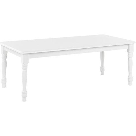 Mesa de centro tablero de MDF madera de caucho blanca 100 x 55 cm vintage elegante sala de estar Kokomo (1/5)