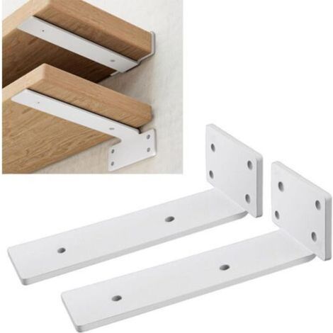 2er-Pack robuste Regalhalterungen zur Wandmontage, mit einer Tragfähigkeit von 75 kg, T-förmige Aufhängevorrichtung, Wandhalterung (weiß, 15 cm)