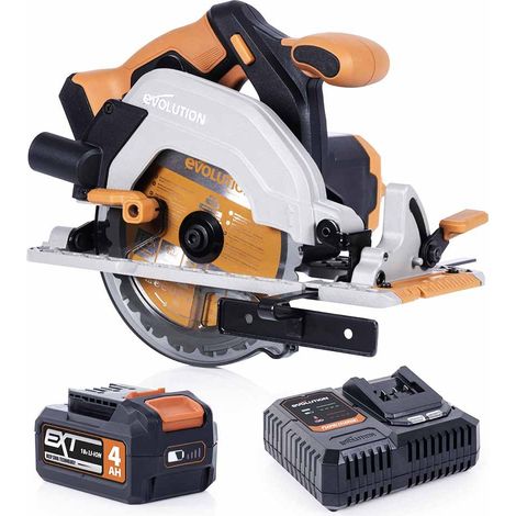 Scie circulaire sans fil 165mm Evolution R165CCS-Li avec Lame multi-matériaux TCT avec batterie 4Ah et chargeur