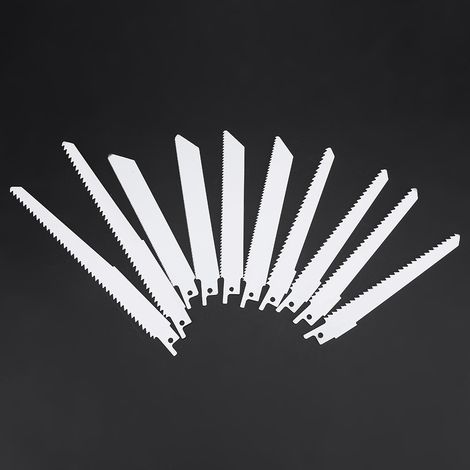 Ensemble de 10 lames de scie alternative en acier à haute teneur en carbone pour la découpe du bois, du métal et du plastique (1/5)