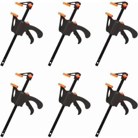 Lot de 6 Serre-joints en Forme de F, Serre Joint avec Serrage Rapide et Facile, Outils à Main pour Menuiserie, Porte en Bois(4pouces) (1/5)
