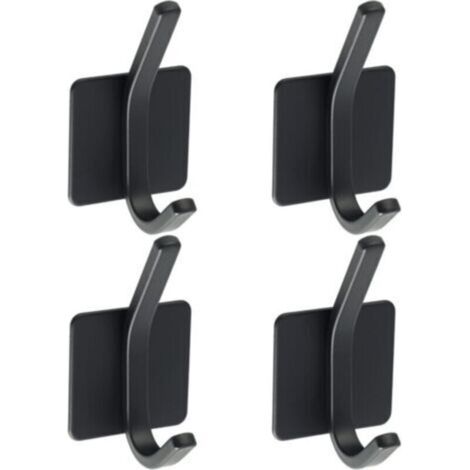 4 Pcs Crochet Adhésif Patère Murale Adhésive en Acier Inoxydable SUS 304 Porte Manteau Mural Noir Porte Serviette pour Salle de Bain ou Cuisine, (1/5)