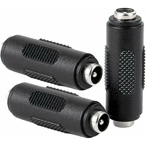 3 Pcs DC Connecteur d'alimentation Femelle à Femelle de 5.5x2.1mm, Adaptateur de coupleur Femelle à Femelle pour CCTV (1/5)