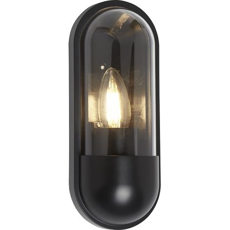 x Lampada da parete per esterni Capsule - Policarbonato nero e trasparente (1/4)