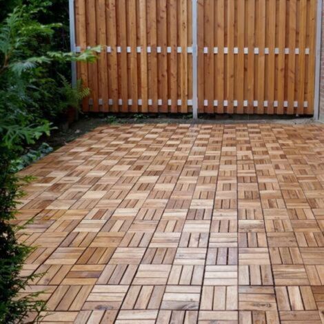 Lame de terrasse, Dalles en bois, 30 x 30 cm, (set de 1)